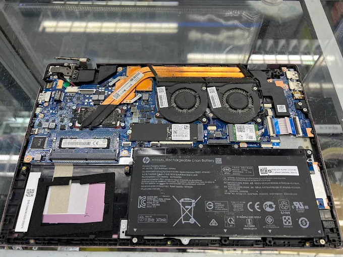 Dual copper heatpipe gaming laptop motherboard teardown